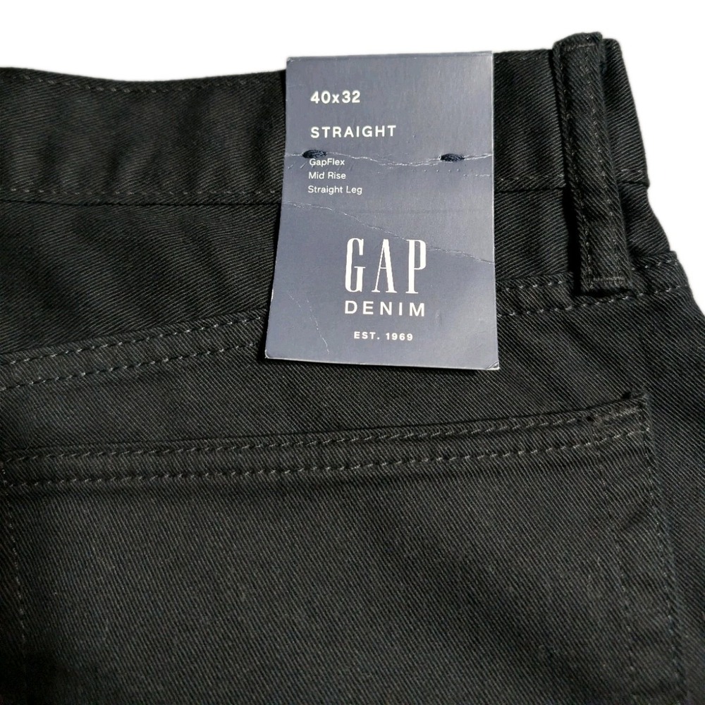 Gap Jeans Size 40x32 Mens Straight Mid Rise Dark Wash Black Denim - Picture 9 of 10